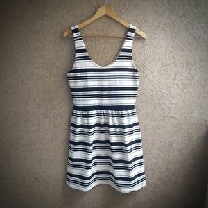 J Crew Factory Black & Off White Striped Dress M